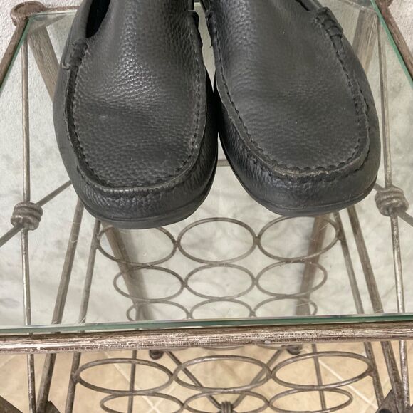 Tommy Bahama Loafers Men’s 10D Black Pebbled Leather Nassau slip Driving Shoes - Picture 2 of 12